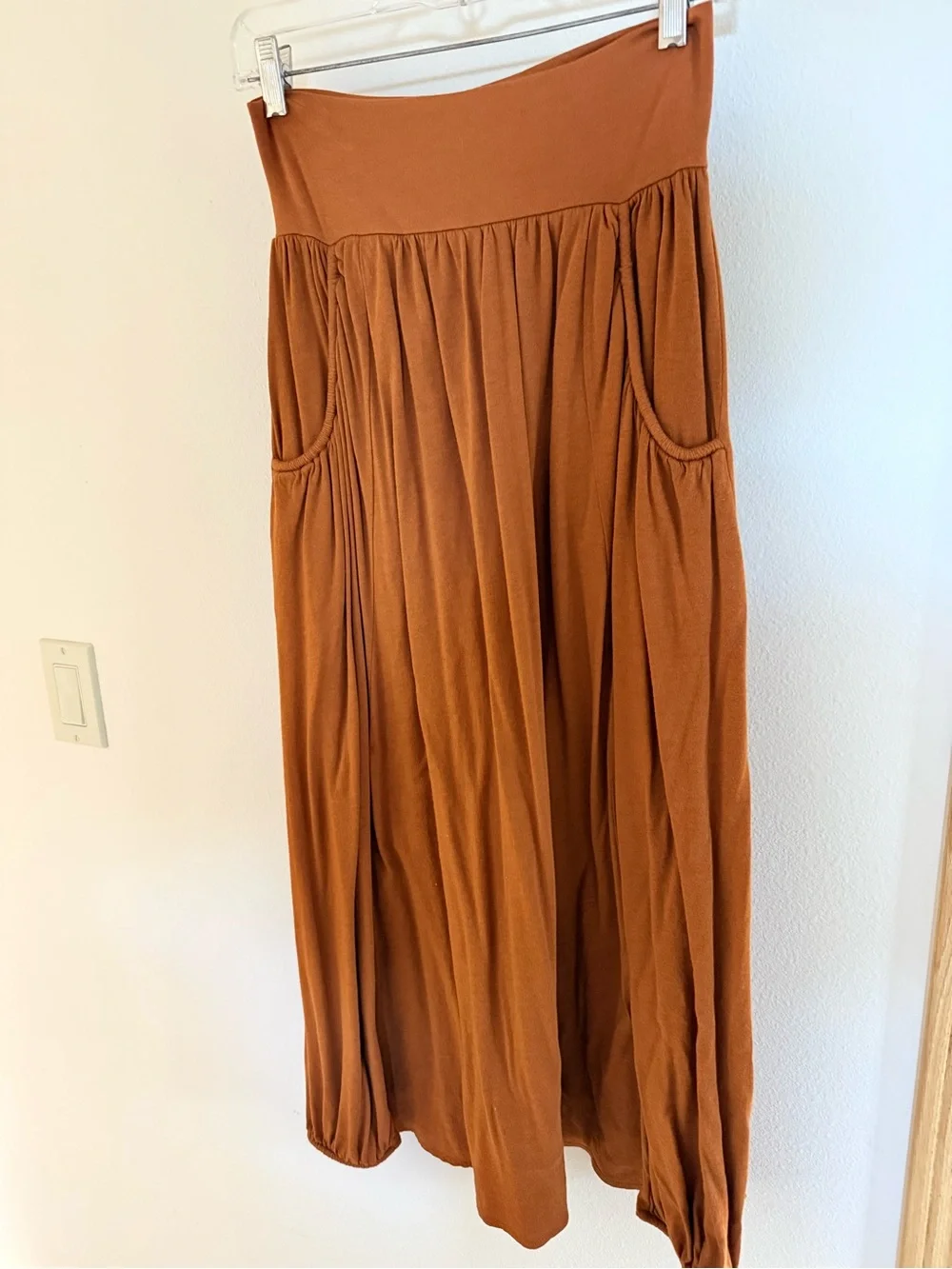 Garnet Hill Rust Brown Maxi Skirt with Pockets